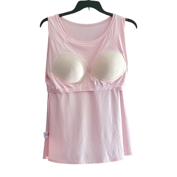 🌻 32° COOL - XXL Light Pink Sleeveless Blouse With Breast Support - Picture 4 of 8
